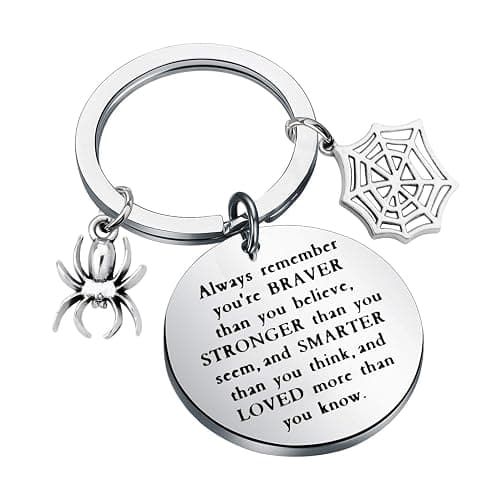 Spider Keychain Spider Charm Keyring Always Remember You’re Braver Than you Believe Keychain(Always remember (Spider) - Image 1