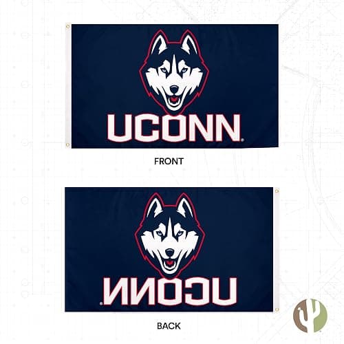 Desert Cactus University of Connecticut UConn Flag - 3 x 5 Feet Huskies Banner, Indoor/Outdoor Durable Fabric, 100% Polyester Design (Style 1) - Blue thumbnail 4