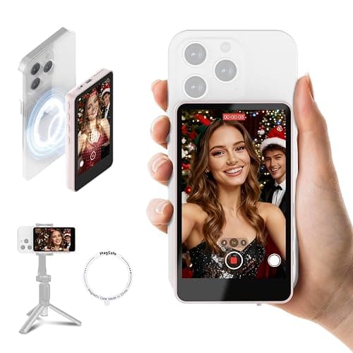 SYNCO XView M4 Écran de Surveillance Magnétique Téléphone Vlog Selfie 4K/1080p - Caméra Arrière sans Fil 50m, Rotation 180°, Batterie 3H, Compatible iPhone/Android pour TikTok/Youtube (Rose) - Image 1
