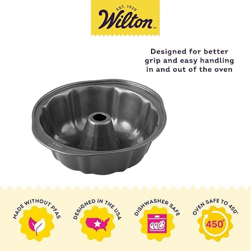 Wilton Gold Non-Stick 9.49 in Fluted Tube Cake Pan, Cold-Rolled Steel Bakeware, Made without PFAS, Packaging May Vary thumbnail 4