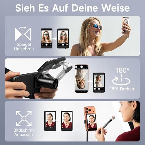 SYNCO XView Handy Selfie Monitor, Magnetischer Smartphone Vlog Bildschirm für iPhone & Android Rückkamera Kabellos 50M 3H Akku, mit Lautsprecher für TikTok YouTube Livestream (Schwarz) thumbnail 7