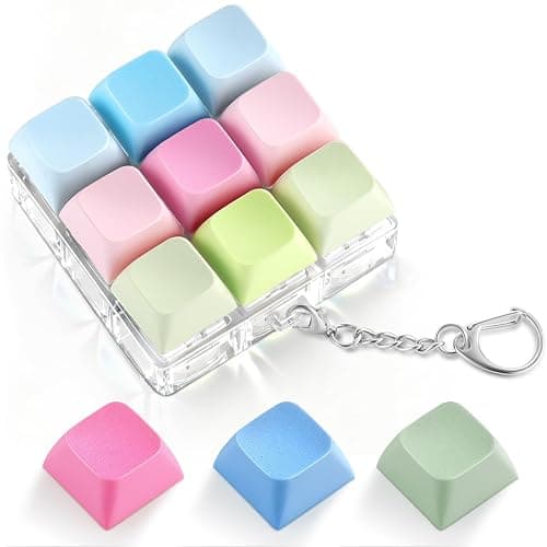 Keyboard Fidget Toy with 3 Extra Keycaps – 9 Key Fidget Keychain Stress Relief Fidget Clicker – Clicky Fidget Toys for Adults, Improve Focus & Relieve Anxiety at Work, Travel – Stress Relief Gifts - Image 1