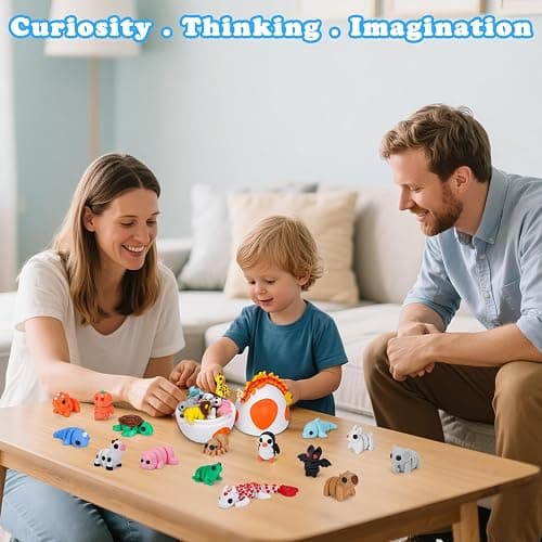Mini 3D Printed Animals with Dragon Eggs, 3D Printed Toys Bulk, 3D Animal Figurines, Flexible Articulated Fidget Toy Adults Desk , Pocket Pets, Office Home Decor, Easter Basket Stuffers (Mix Animal) thumbnail 6