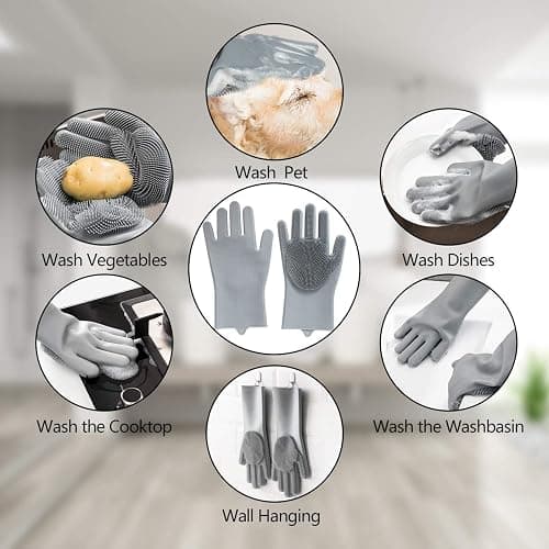 Pet Grooming Gloves - Gentle Dog Bathing Shampoo Brush - Massage Mitt with Enhanced Five Finger Design - Efficient Deshedding Glove for Dogs, Cats, Rabbits and Horses - 1 Pack thumbnail 6