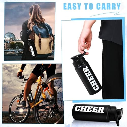 Hushee 12 Pcs Cheer Water Bottle 20 oz Cheerleader Reusable Water Bottle for Travel Aluminum Leak Proof Sport Water Bottle with Snap Lids for Cheerleading Coach Gift Gym Camping Hiking Outdoor thumbnail 4