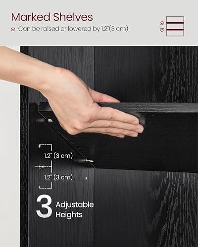 VASAGLE Custos Collection - Bookshelf, 3-Tier Bookcase, Book Shelf, Open Storage Shelf, 9.4 x 23.6 x 32 Inches, for Living Room, Home Office, Dinning Room, Ebony Black ULBC163T56 thumbnail 7