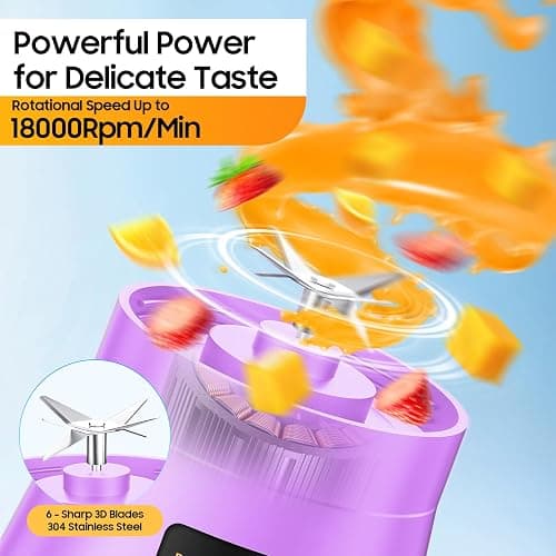 Personal Size Travel Portable Blender - Mini Shakes & Smoothies Blender | 380Ml BPA Free Cup Small Blender, High Speed & Efficient Mixing, Easily Squeezed Fresh Juice Shakes in Sports/Travel/Home thumbnail 3
