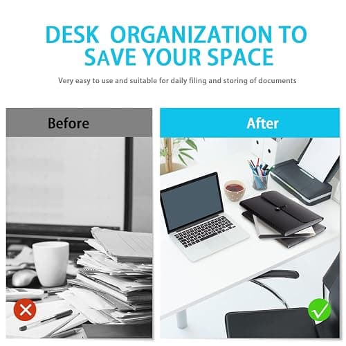 Expanding File Folder File Organizer 13 Pockets Accordion Filing Folder Expandable File Folder for Documents Aesthetic Paper Organizer Folder for Work, School, Home, Office, Black Transparent thumbnail 4
