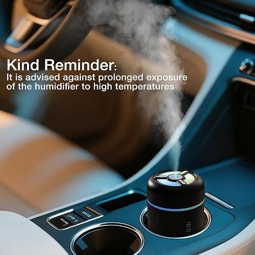 Portable Mini Humidifier, 300ml USB Cool Mist Small Humidifier with Colorful Lights. Perfect for Bedroom, Office, Plants, travel & Car (Black) thumbnail 5
