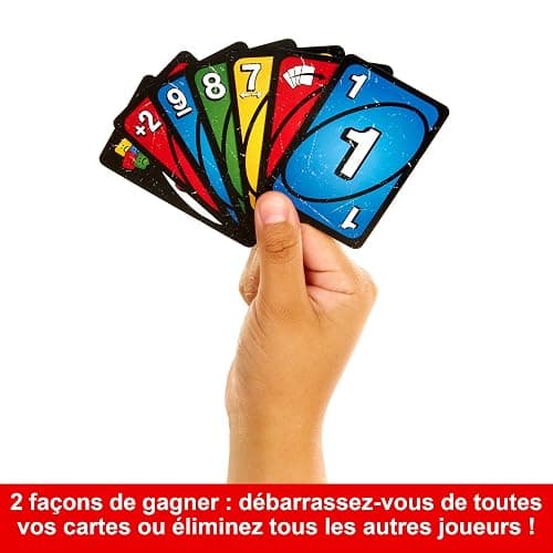 Mattel Games UNO No Mercy Jeu de cartes dans sa boîte de transport et de voyage, pour des soirées jeux en famille, avec des règles spéciales et des pénalités plus sévères, HXT57 thumbnail 6