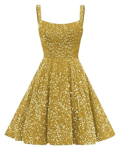 Molisa Sparkly Sequin Homecoming Dresses for Teens 2026 Flowy Spaghetti Straps A-line Short Prom Dress with Pockets - Image 1