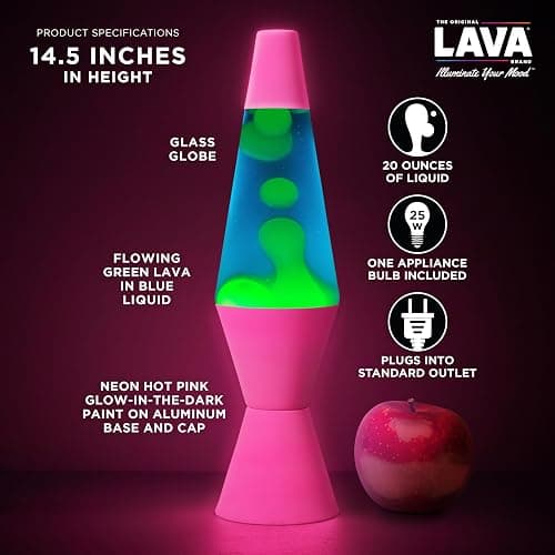 LAVA The Original Lamp - 14.5" Neon Pink - Classic Liquid Motion Lamp - Green/Yellow and Blue Liquid - Item #2383 (Amazon Exclusive) thumbnail 4