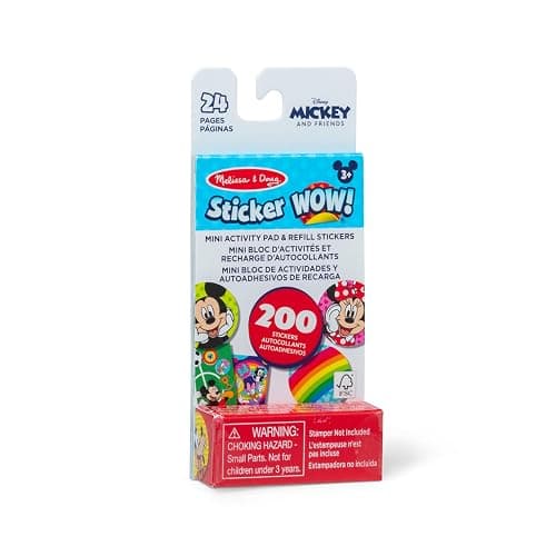 Melissa & Doug Sticker Wow!™ Mini Activity Pad and 200+ Refill Stickers for Stamper Arts and Crafts Fidget Toy Collectibles – Assorted Disney - Image 1