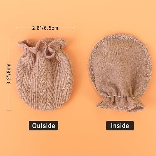 AQOKKA Newborn Baby Mittens No Scratch Cotton Elastic Wrist Gloves Infant Toddler Mittens for Baby Boy Girl 0-6 Months thumbnail 2