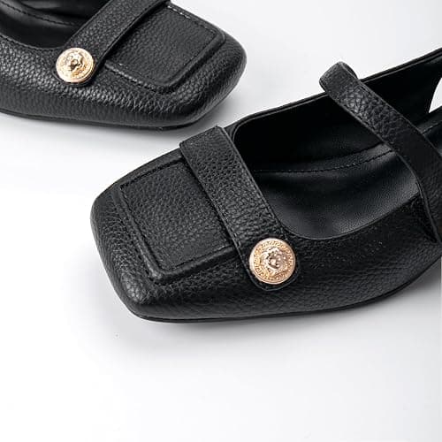 Slingback Mary Jane Heels for Women Low Block Heel Closed Square Toe Pump Shoes Heels Classic Daily Office Dressy Shoes thumbnail 6