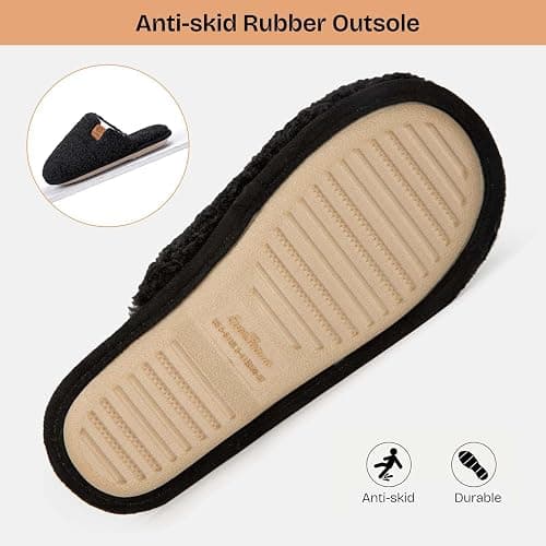 EverFoams Women's Fuzzy Slip-on Slippers Warm Cozy Soft Lightweight Memory Foam Indoor House Shoes thumbnail 5