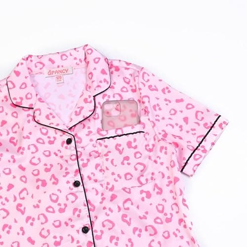 QPANCY Kids Satin Pajamas Sets Baby Boy Girl Button-Down Silk Sleepwear 2 Piece Short Sleeve Loungewear Clothes Set thumbnail 3