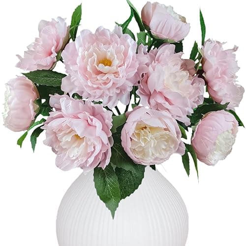 LA.PONEE Premium Pink Peonies Artificial Flowers, Fake Silk Peony Flowers with Stems, Faux Florals for Wedding Bridal Bouquets, Floral Arrangements, Table Centerpieces, Home Decorations - Image 1