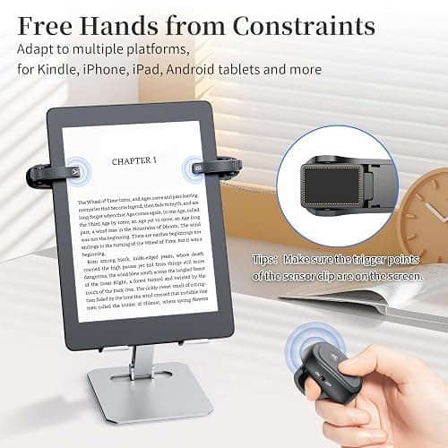 [2 Clips] Finger Ring Kindle Page Turner Remote Control for Paperwhite: Rechargeable Wireless Clicker for Reading on Bed for iPhone Android iPad, Camera Shutter & Video Record Accessories (Black) thumbnail 2