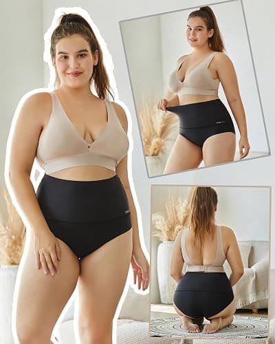 FINETOO Tummy Control Underwear for Women High Waisted Nylon Brief No Show Womens Bikini Seamless Panties 4pack S-XXXL - Large - Set2-4pack thumbnail 6