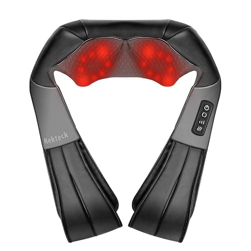 Nekteck Shiatsu Back Neck Massager, Deep Kneading Shoulder Massager with Heat, Waist Massage Pillow for Home Car and Office Use (Black) - Image 1