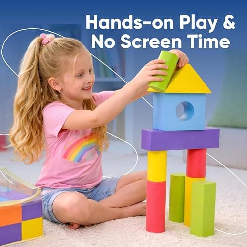 Set of 34 Large Foam Blocks for Toddlers - Stacking Soft Blocks for Kids with Shapes & Colors Learning - Construction Building Preschool Toys - Soft Toy for Daycare Toddlers 3-5 & Above thumbnail 7