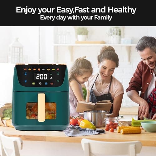 Panana 8QT Large Air Fryer Compact, 8 Preset Menus Airfryer, One-Touch Digital Control Presets, Touchscreen Display, Dishwasher Safe, Nonstick, Fit for Family (Green) thumbnail 4