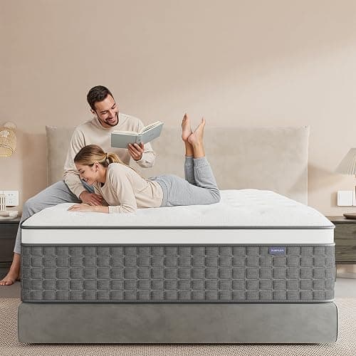 PUBPLON Mattress Queen Size, Medium Firm 12 Inch Mattress with Extra Lumbar & Shoulder Support, Hybrid Mattresses with Gel Memory Foam Pain Relief - Fiberglass Free - No Odor - 365 Night Trial - Image 1