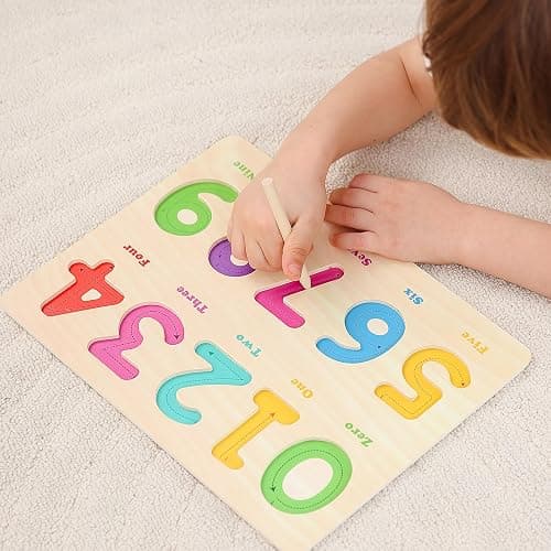 GRINNNIE Toddler Puzzle for 2 3 4 Years Old, Wooden Alphabet Number Peg Puzzles for Preschool Toddlers Age 2-4, Great Learning Puzzle Toy 1st Birthday Gift for Girls Boys thumbnail 2