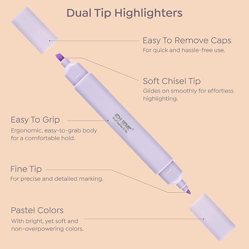 BLIEVE- Aesthetic Bible Highlighters No Bleed Through Assorted Colors, Cute Highlighter Dual Tip For Journaling Supplies And School Accessories, Bible Highlighters And Pens No Bleed (PASTEL) thumbnail 5