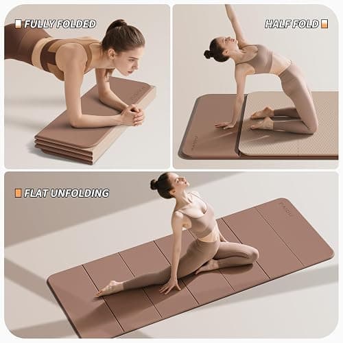 PAIDU Foldable Fitness Yoga Mat | 2/5" (10MM) Extra Thick | SGS Certified Non-Slip TPE | 75x26" Extra Long-Wide | Portable & Easy Store | for Yoga, Pilates, Home Gym & Full-Body Workouts thumbnail 2