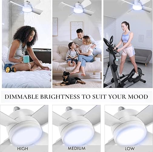 Bell+Howell Socket Breeze Modern Ceiling Fans with LED Lights, 10" LED E26/E27 Screw Base Mini Light Socket Fan with Cord for Bedroom, Living Room, Kitchen, Balcony thumbnail 6