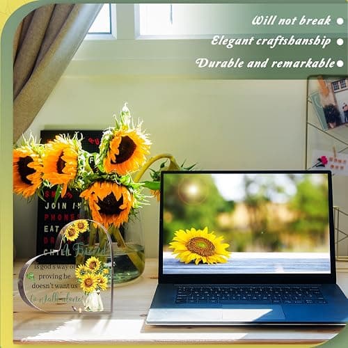 Chunful Christian Gifts for Friends Women Religious Birthday Friendship Gifts for Inspirational Friend Women Coworker Glass Crystal Table Wedding Centerpieces Decor(Sunflower Style) thumbnail 6