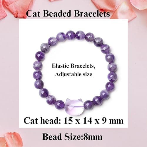 XIANNVXI Crystal Bracelet for Women Men 8 mm Natural Stone Beaded Bracelets Cat Bracelets Cross Bracelets Heart Bracelelt Jewelry for Women Birthday Gifts Stretch Bracelet thumbnail 3