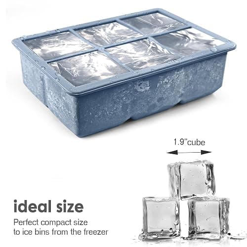 Excnorm Silicone Ice Cube Trays 3 Pack - Large Size Silicone Ice Cube Molds with Leak Proof Removable Lid Square Ice Cube Tray And BPA Free for Cocktail,Whiskey, Stackable Flexible Ice thumbnail 3