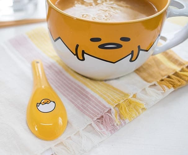 Silver Buffalo Gudetama Dangerous Situations Boxed Ceramic Soup Mug w/Spoon, 24-Ounce thumbnail 2