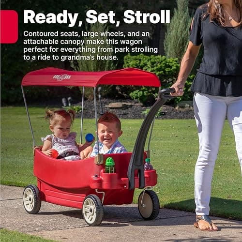 Step2 All Around Canopy Wagon, Kids Ride On Toy, Stroller Substitute, Includes Seat Belts, Made of Durable Plastic, Max Weight 75 lbs., For Toddlers 1.5-5 Years Old thumbnail 4