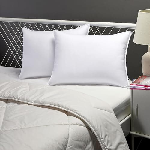 Amazon Basics Down Alternative Pillow for Back Side Sleepers, Medium Density, Standard Size, 26" x 20", 2-Pack, White thumbnail 10