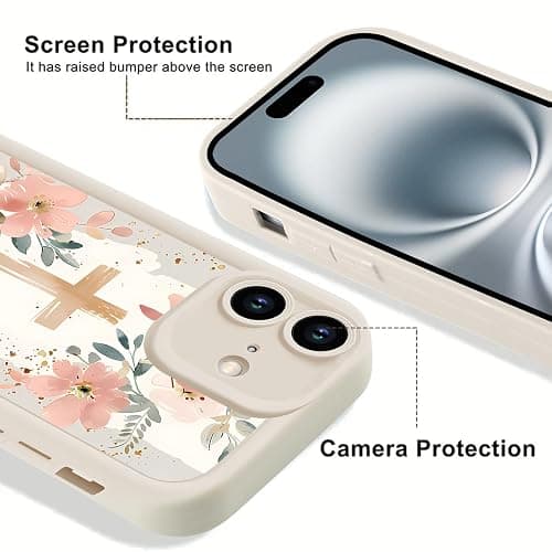 Aoldimu 2 Pack Floral Christian Cross Jesus Bible Verse Phone Cases for iPhone 16 for Women Girls,Soft Shockproof Protective Cover with Christian Quotes for iPhone 16 6.1 " thumbnail 2