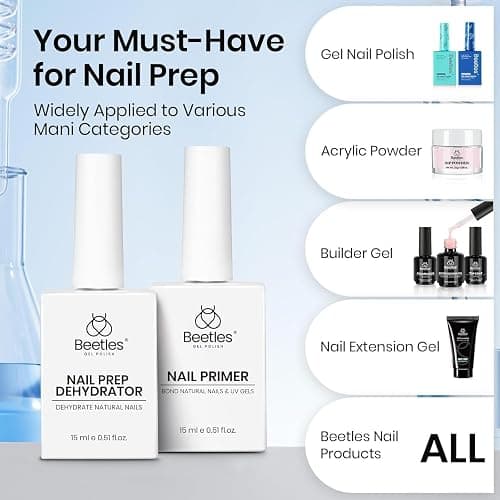 Beetles Nail Dehydrator & Nail Primer Set – No Lifting Nail Prep, Strong Bond, HEMA Free, Acid-Free, Long Lasting for Gel Nails & Acrylic thumbnail 7