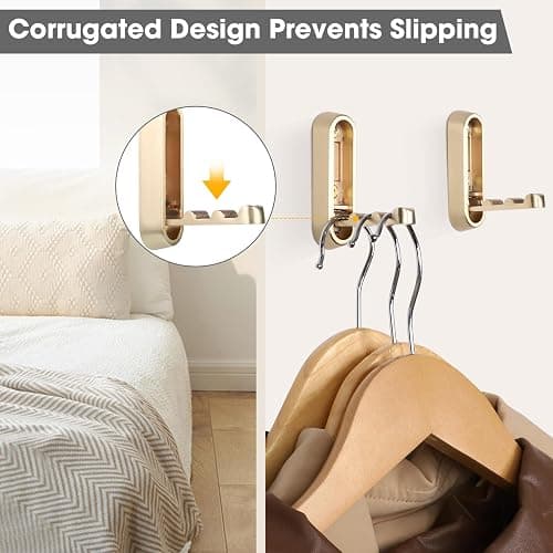 Dntorx Folding Coat Hooks, 2 Pcs Foldable Gold Wall Hooks Heavy Duty Foldable Hook Bathroom Towel Hooks Robe Hooks Wall Mounted for Hanging Coat Towels Clothes Hat Bags Keys thumbnail 5