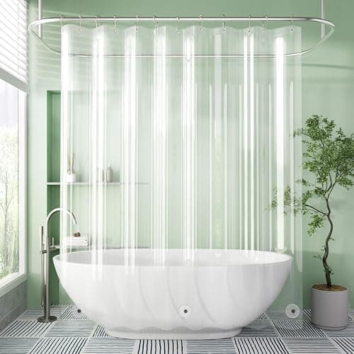 AmazerBath Shower Curtain Liner, 72x72 Clear Shower Curtain Liner, Waterproof Plastic Shower Liner, Cute Lightweight PEVA Shower Curtain for Bathroom with 3 Magnets and 12 Rustproof Metal Grommets thumbnail 8