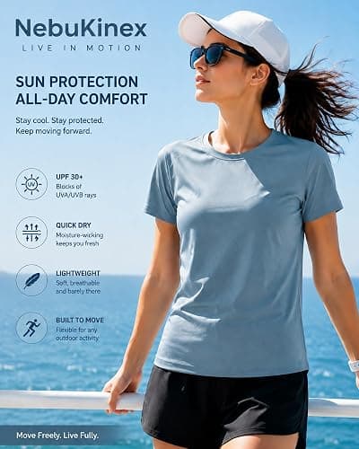 6 Pack Workout Tops for Women Short Sleeve UPF Sun Protection Athletic T Shirts Quick Dry Tennis Yoga Running Crew Neck Tee thumbnail 6