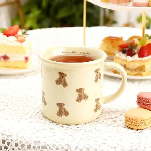 FableKnot Vintage Teddy Bear Small Coffee Mug-10oz-Cute Novelty Ceramic Cup for Women, Cute Coffee Cups, Tea or Milk.Gift for Teachers, Kids, Office or New Year thumbnail 8
