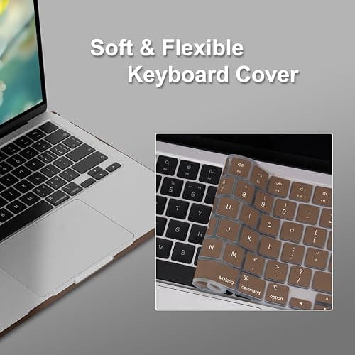 MOSISO Compatible with MacBook Air 13 inch Case M5 2026 M4 2025 M3 M2 2024-2022 A3449 A3240 A3113 A2681, Hard Shell&Keyboard Cover&Screen Protector for MacBook Air 13.6 inch Case, Brown Wild Leopard thumbnail 5