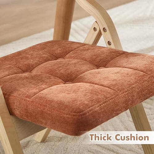 choairy 4-Pack Folding Dining Chairs with Cushion,Padded Foldable Dining Chairs,Portable Wooden Folding Chairs with Tufted Buttons Seat for Dining Rooms Kitchen Wedding and Party Indoor Orange thumbnail 9