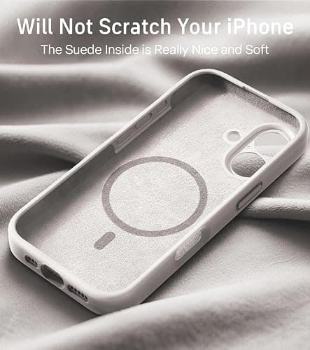 FEWGEY Silicone Phone Case for iPhone 16 Compatible with Magsafe, Hard Liquid Silicone Cute White Spring Floral Design Shock Proof Heavy-Duty Protection for Women Girls thumbnail 4