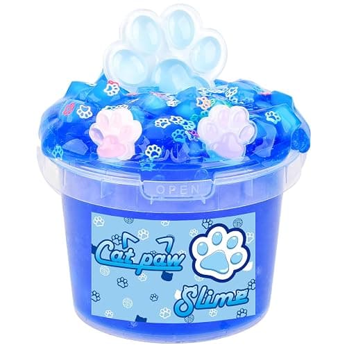 Blue Crunchy Cat's Paw Slime,Super Soft and Non-Sticky, Great for Birthday Gifts for Girl and Boys,Party Favors,Christmas Stocking Stuffers（300ml） - Image 1