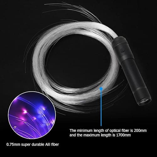 AMKI 6ft Rechargeable LED Fiber Optic Whip, 360 Swivel 36 Mode Effects Super Bright Light Up Dance Rave Toy Great for Raves Parties, Light Shows, EDM Pixel Whip Flow Lace Dance Festival thumbnail 7