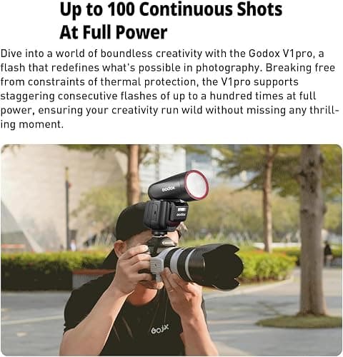 Godox V1 Pro S V1Pro S USA Version Camera Flash for Sony Camera Flash Speedlite Speedlight,76Ws 2.4G TTL 1/8000 HSS,500 Full Power Flashes,1.3s Recycle Time,2980mAh Li-ion Battery,LED Modeling Lamp thumbnail 2